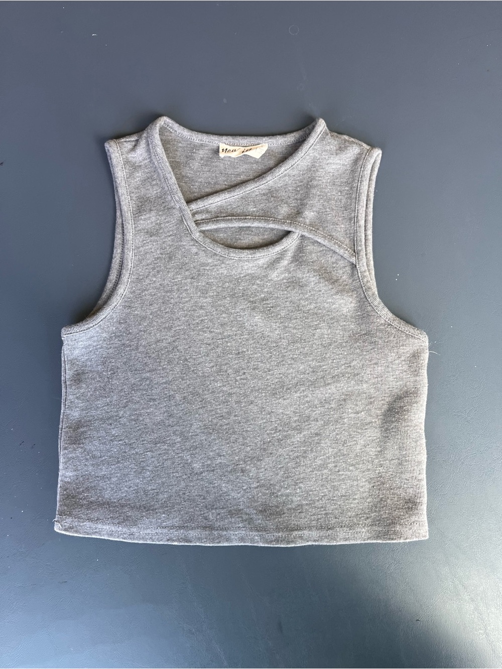 Amazon Gray Asymmetric Cutout Sleeveless Tank